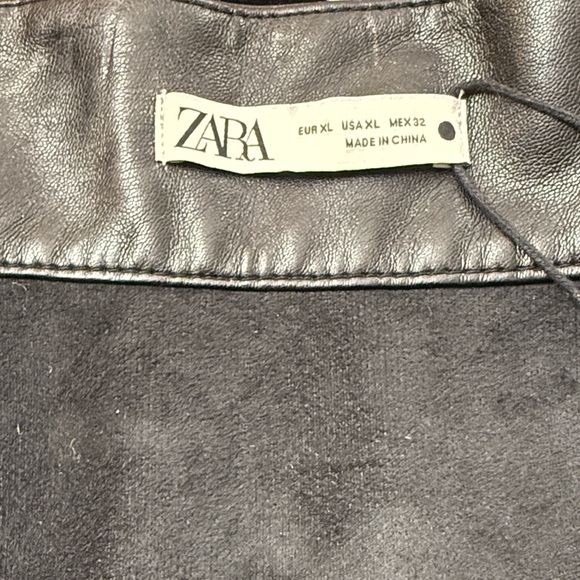 ZARA Black Belted Faux Leather A-Line Midi Skirt XL - Picture 8 of 10